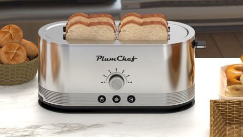 4-Slice Toaster, 7 Browning Settings, Defrost/Reheat Functions, Removable Crumb Tray, Full body Stainless Steel Housing, Anti-Fingerprint, Anti-J