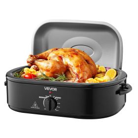 VEVOR Roaster Oven, 18QT Fast-Cooking Turkey Roaster, 150-450 Fahrenheit Adjustable Temp Turkey Oven with Self-Basting Lid, Removable Pan and Rac