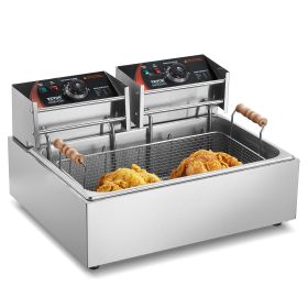 VEVOR Commercial Deep Fryer, 3000W Electric Turkey Fryer with 3 Removable Baskets