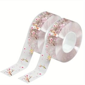 2 Rolls Waterproof Kitchen Seam Sealing Tape 118.11 Inch - Floral Design Clear Adhesive For Sink, Toilet, Stove Edges - Leak-Proof Gap Sealant Wi (Option: 2rollsTapeLen3M11811in)
